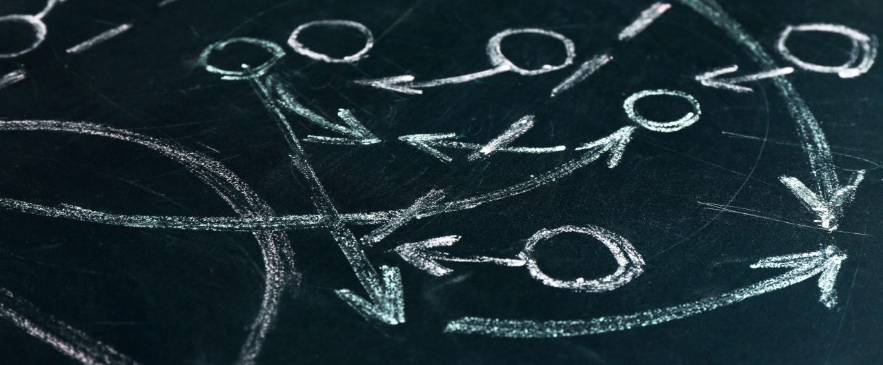 Scheme basketball game on blackboard background