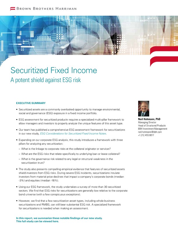 Securitized Fixed Income, A potent shield against ESG risk
