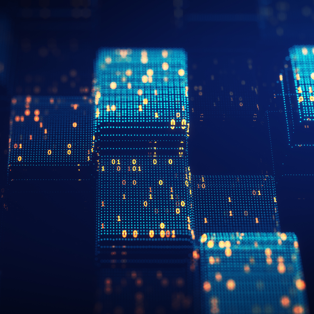 Block chain concept, big data binary code