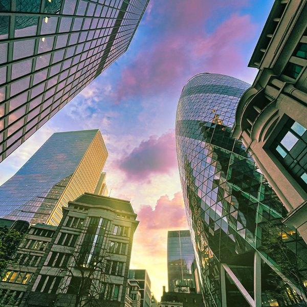 City of London office buildings at dawn