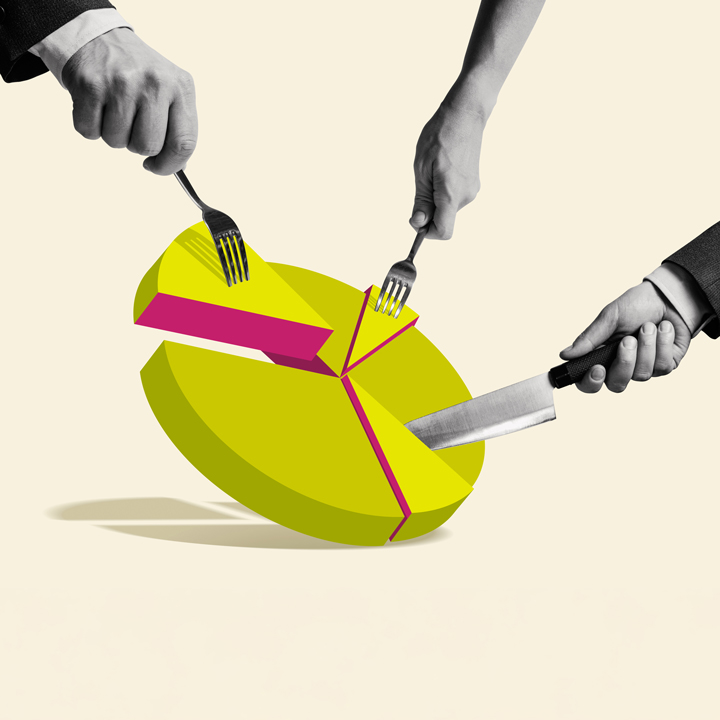 Receiving dividends among investors.