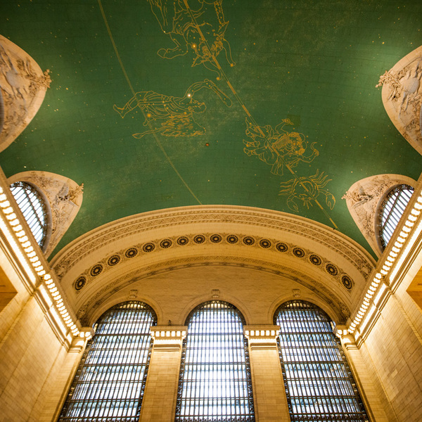 Green Ceiling with Gold Designs in Grand Central Station 
